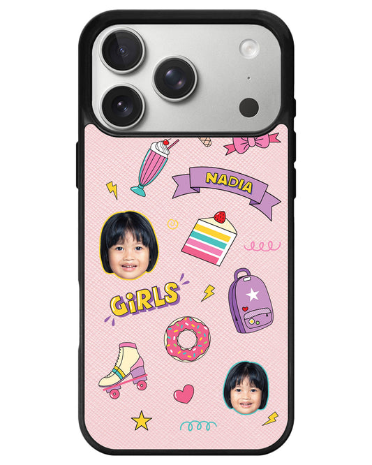iPhone Leather Grip - Face Grid Comic