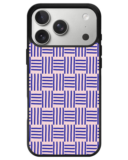 iPhone Leather Grip - Naval Checkered