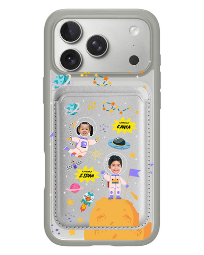 iPhone Magnetic Wallet Case - Face Grid Dream Astronaut