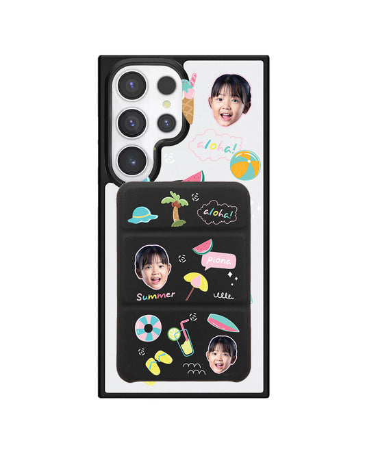 Android Magnetic Trifold Wallet Case - Face Grid Summer