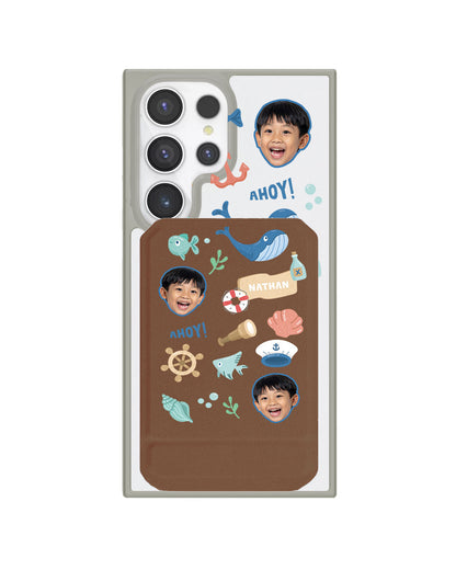 Android Magnetic Multifold Wallet - Face Grid Sailor