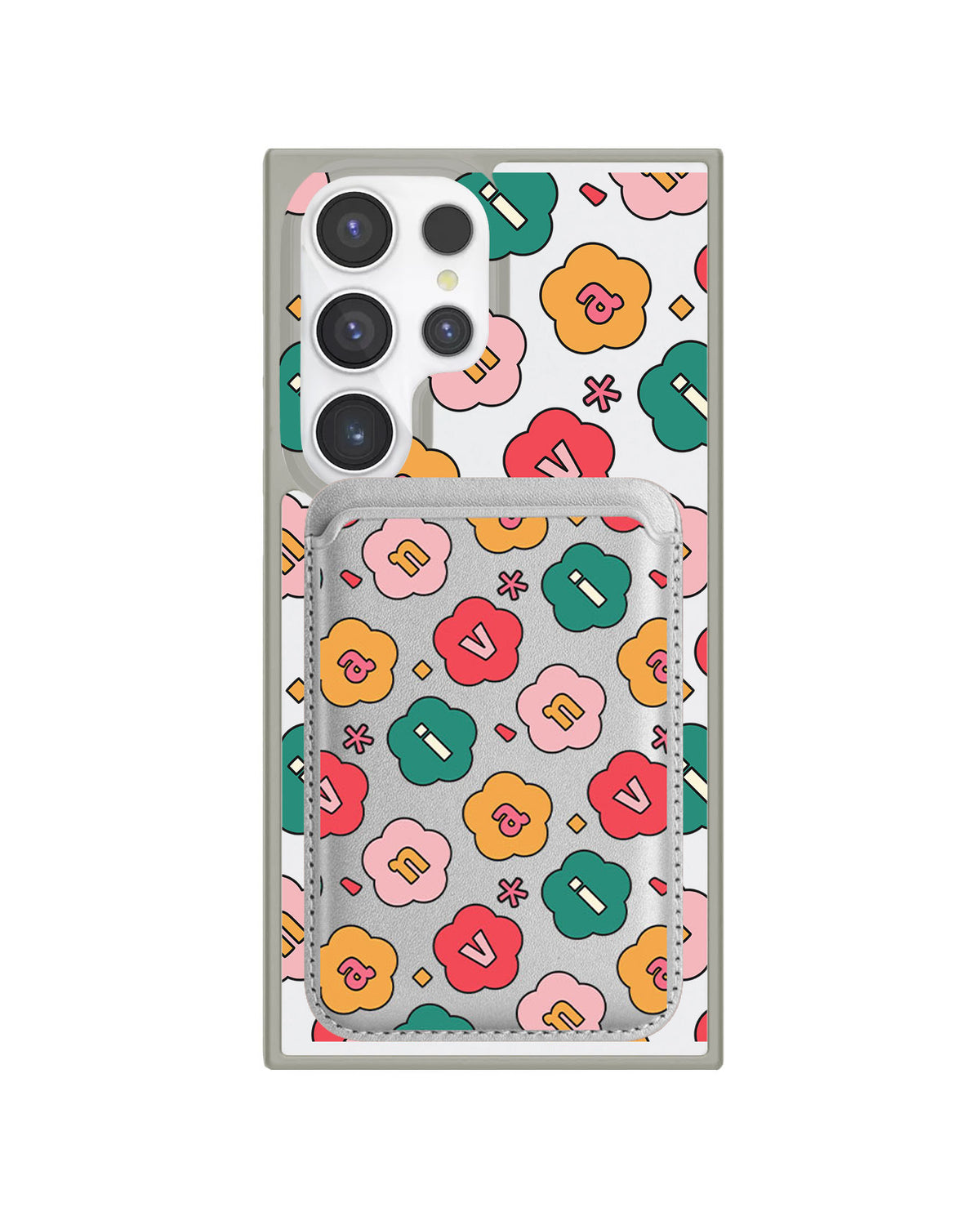 Android Magnetic Wallet Case - Flower Petals Monogram 3.0