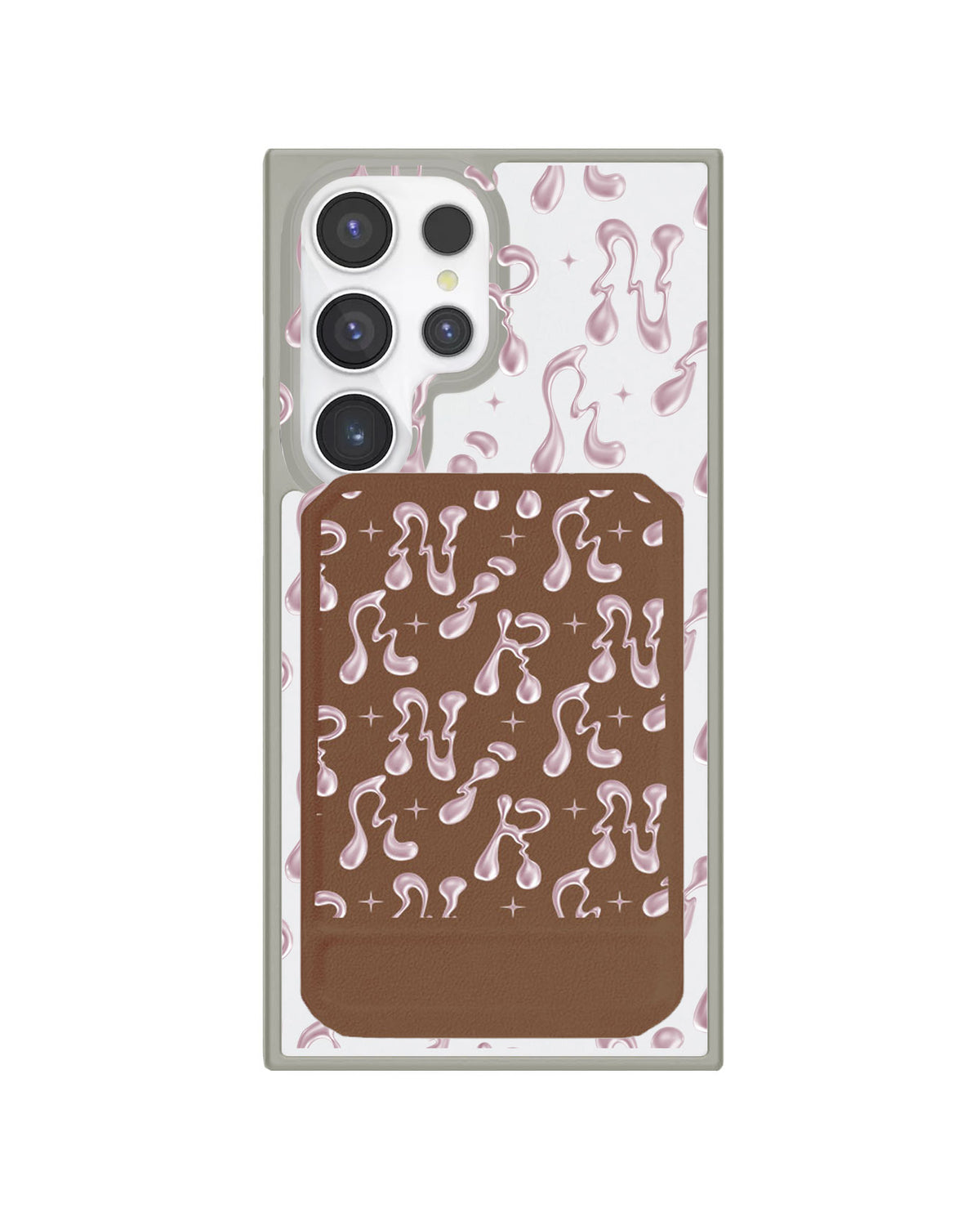 Android Magnetic Multifold Wallet - Pink Chrome Monogram 2.0