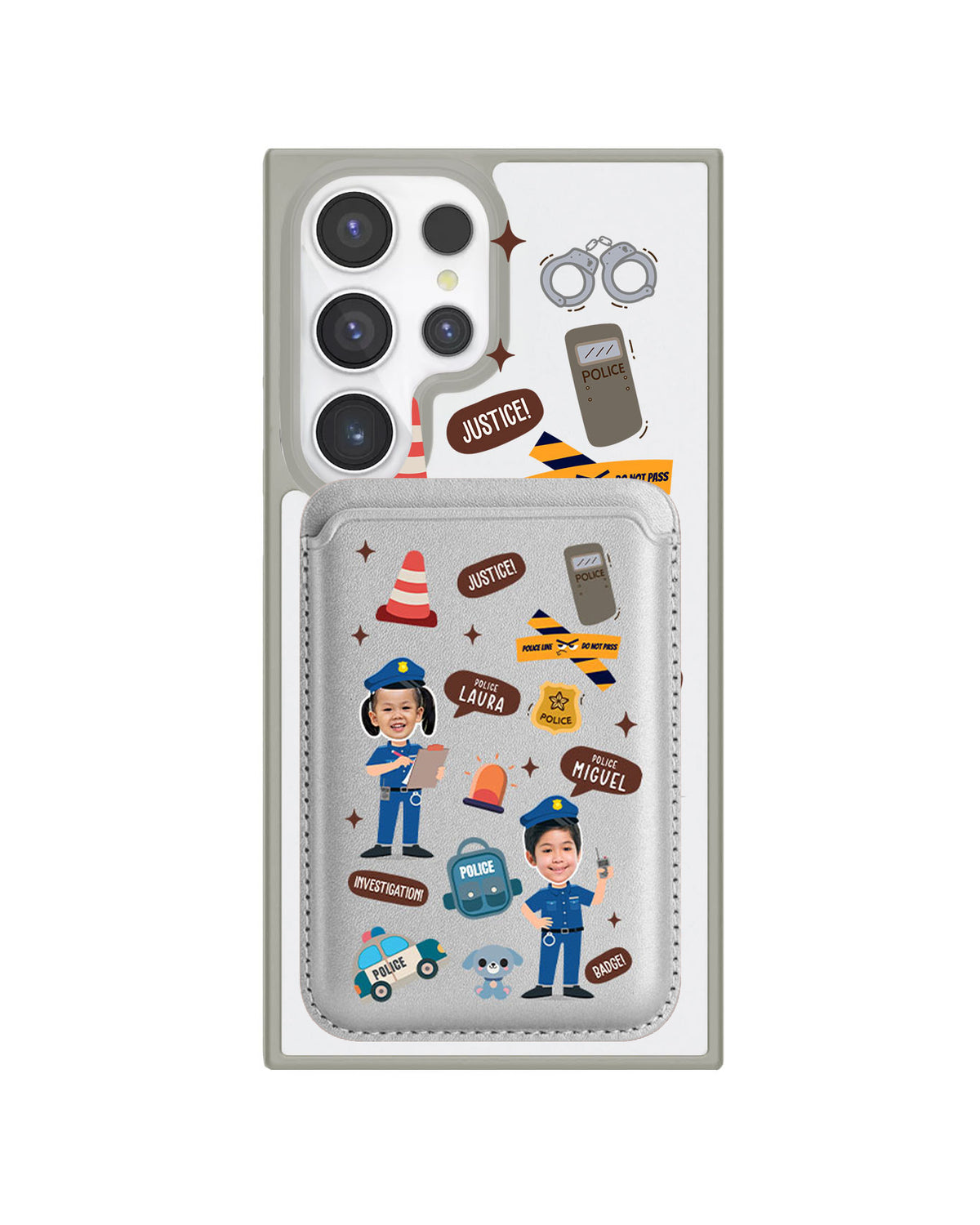Android Magnetic Wallet Case - Face Grid Dream Police