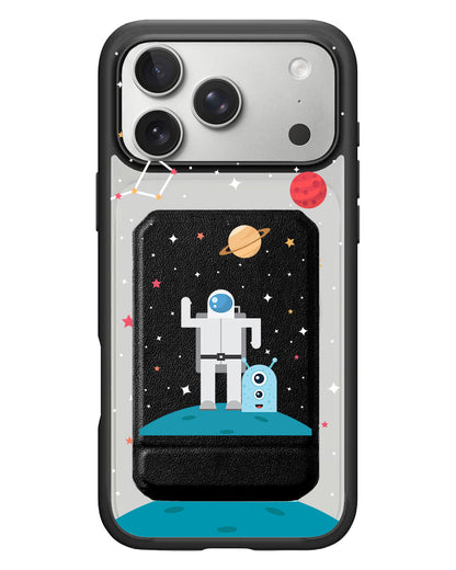 iPhone Magnetic Multifold Wallet - Blue Alien