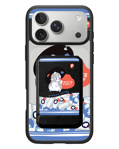 iPhone Magnetic Multifold Wallet - White Puppy