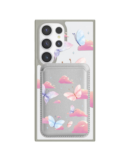 Android Magnetic Wallet Case - Butterfly & Clouds