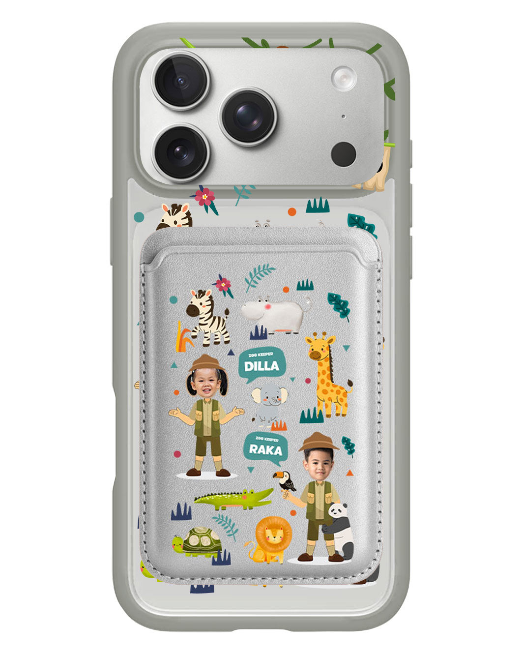 iPhone Magnetic Wallet Case - Face Grid Dream Zoo Keeper