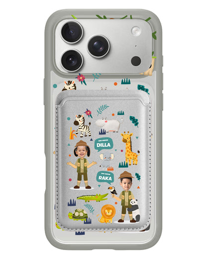 iPhone Magnetic Wallet Case - Face Grid Dream Zoo Keeper