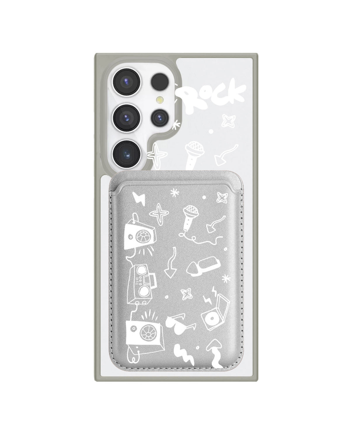 Android Magnetic Wallet Case - Rock N Roll White