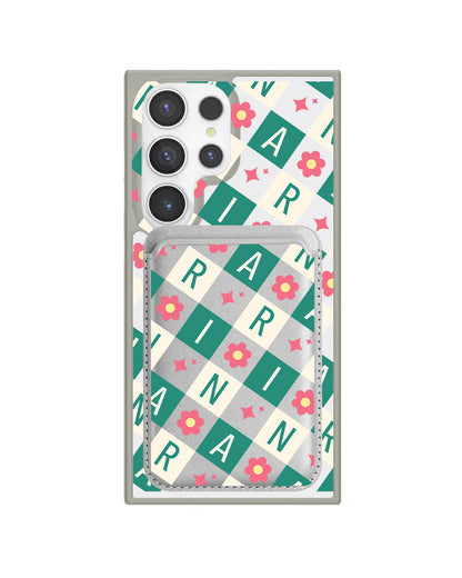 Android Magnetic Wallet Case - Flower Grid Monogram 4.0