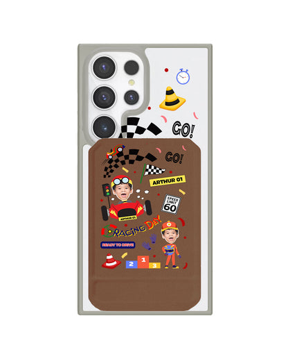 Android Magnetic Multifold Wallet - Face Grid Dream Racer