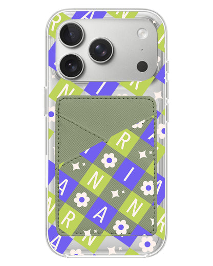 iPhone Phone Wallet Case - Flower Grid Monogram 5.0