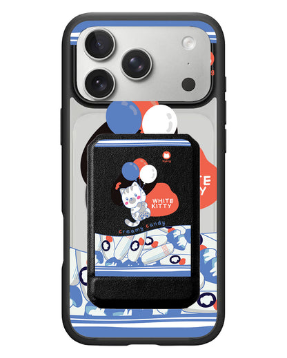 iPhone Magnetic Multifold Wallet - White Kitty