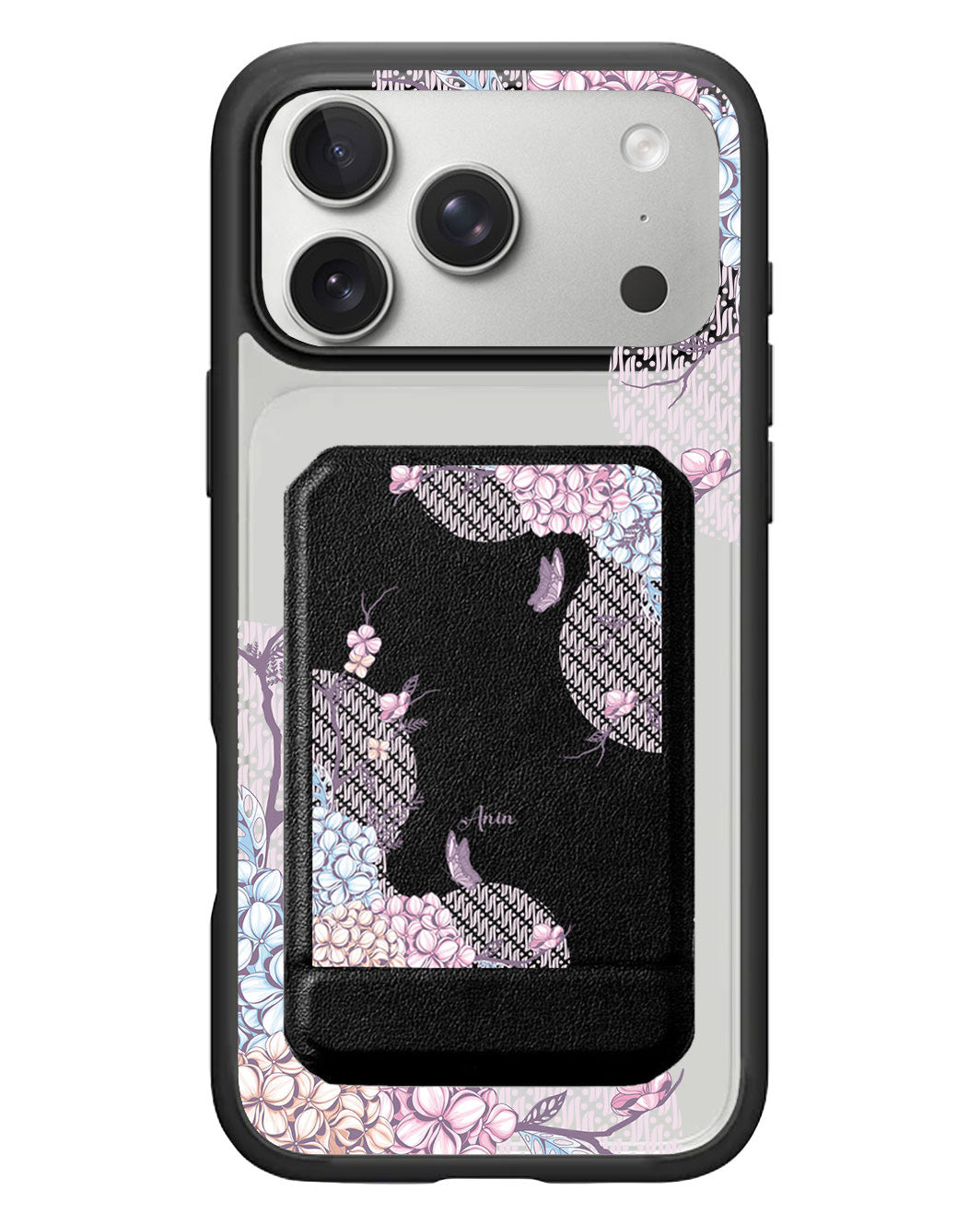 iPhone Magnetic Multifold Wallet - Batik floral
