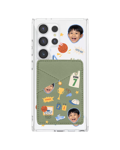 Android Phone Wallet Case - Face Grid Basketball