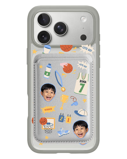 iPhone Magnetic Wallet Case - Face Grid Basketball