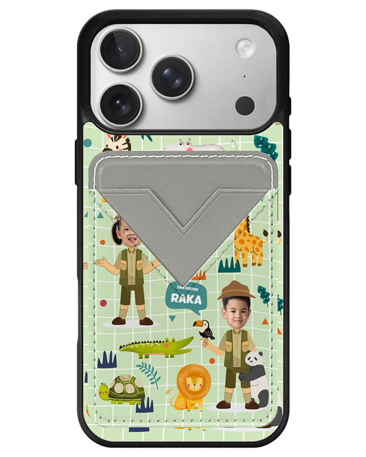 iPhone Avant Wallet Case - Face Grid Dream Zoo Keeper