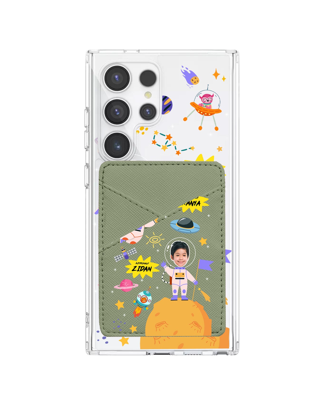 Android Phone Wallet Case - Face Grid Dream Astronaut