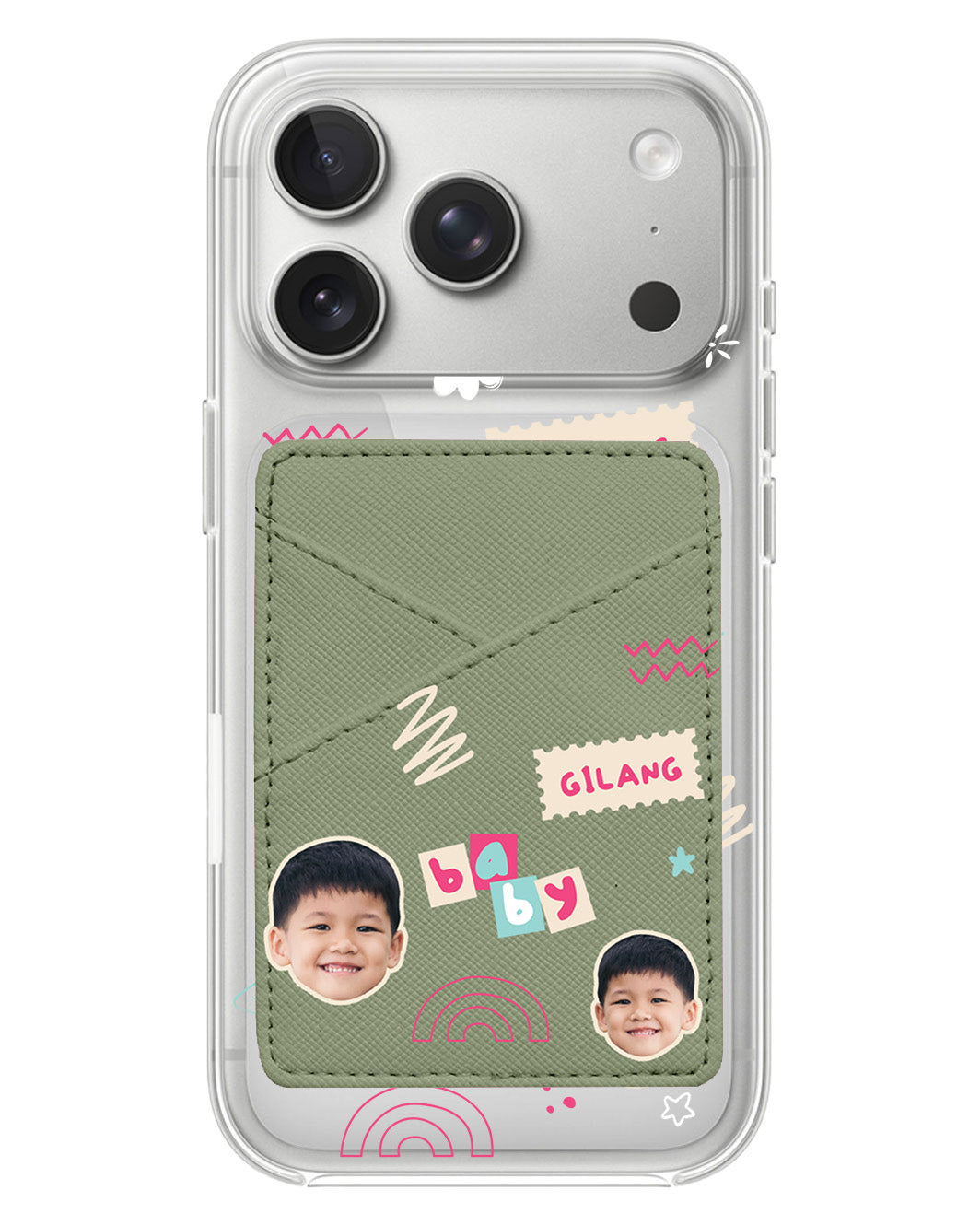 iPhone Phone Wallet Case - Face Grid Abstract