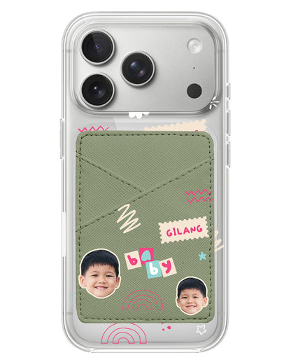 iPhone Phone Wallet Case - Face Grid Abstract