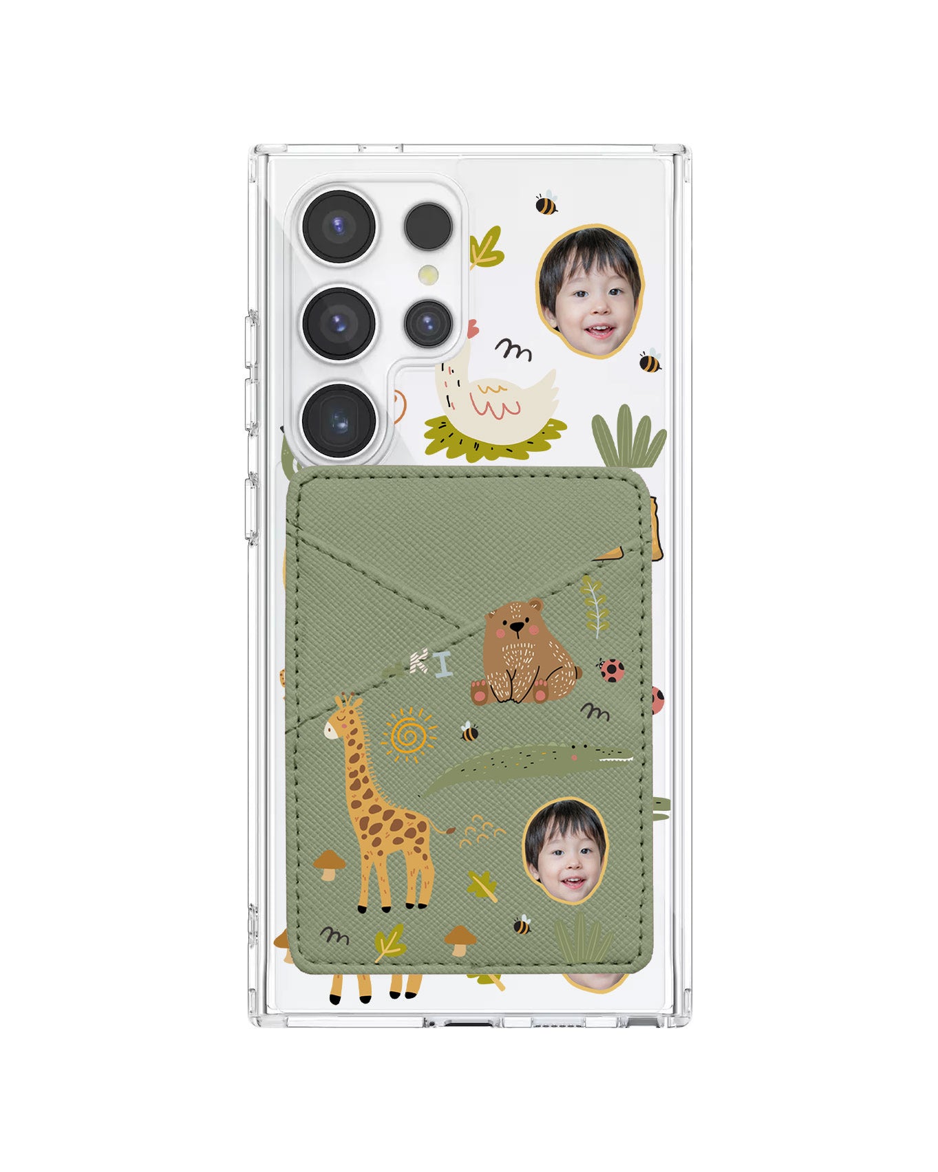 Android Phone Wallet Case - Face Grid Safari