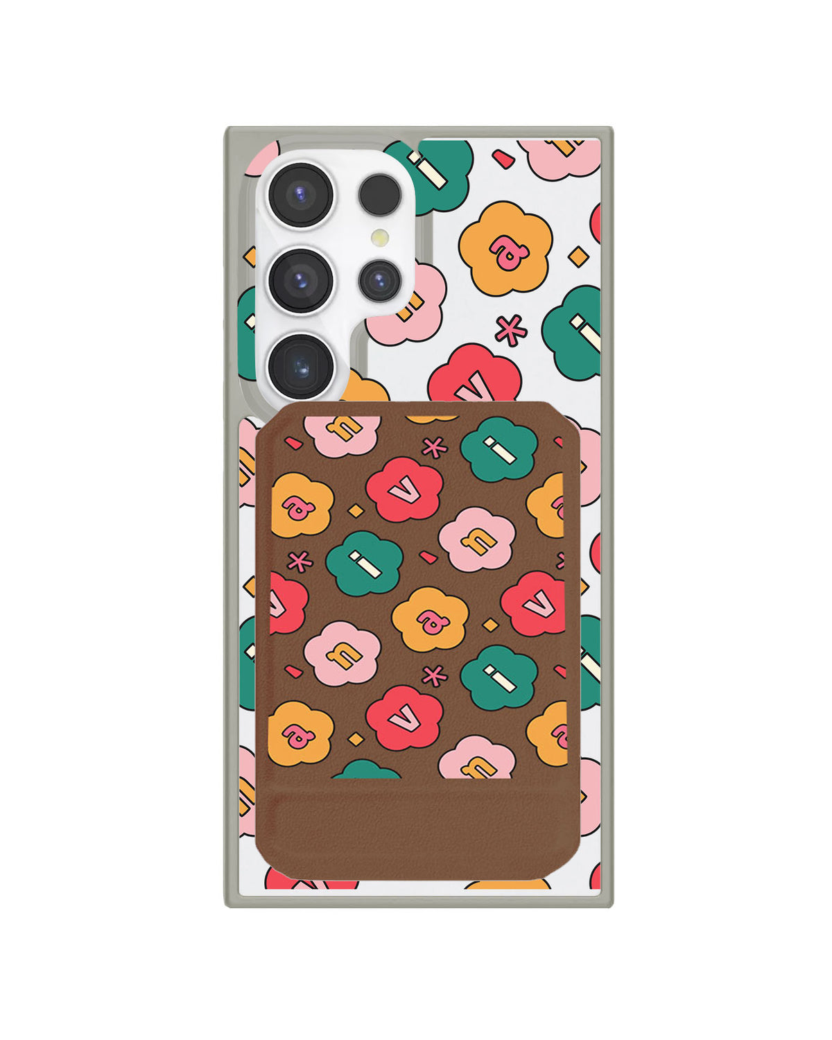 Android Magnetic Multifold Wallet - Flower Petals Monogram 3.0