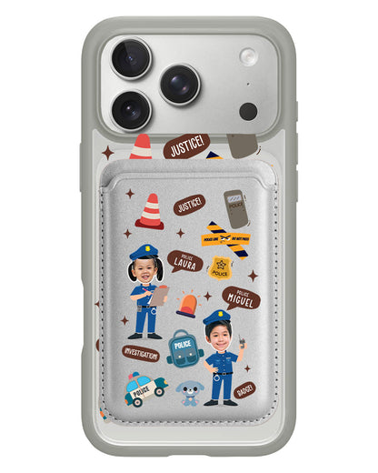 iPhone Magnetic Wallet Case - Face Grid Dream Police