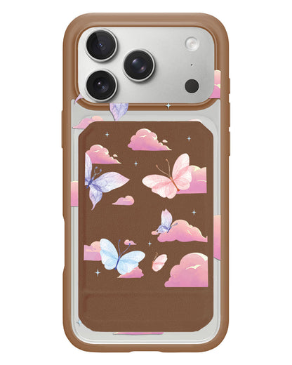 iPhone Magnetic Multifold Wallet - Butterfly & Clouds