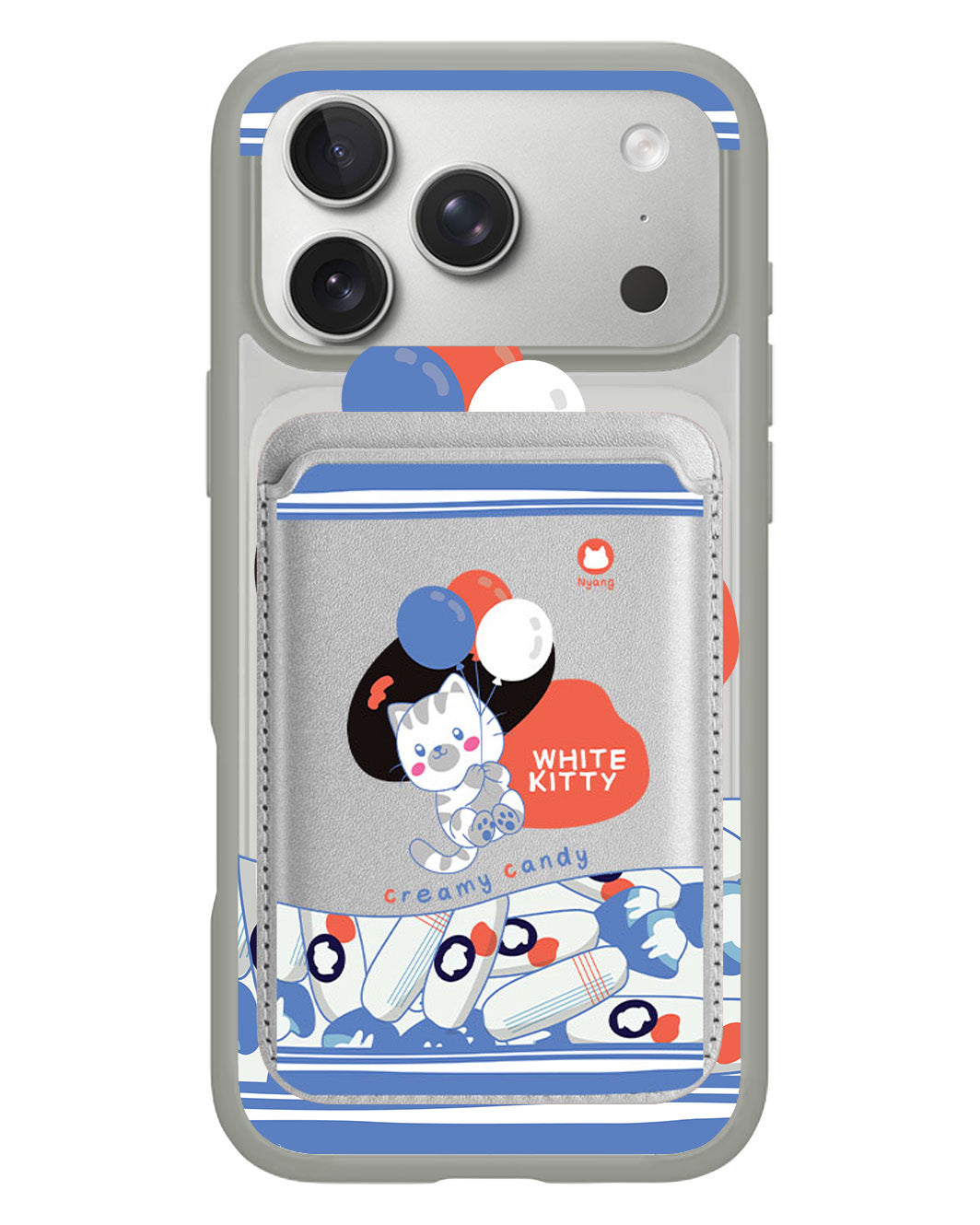 iPhone Magnetic Wallet Case - White Kitty