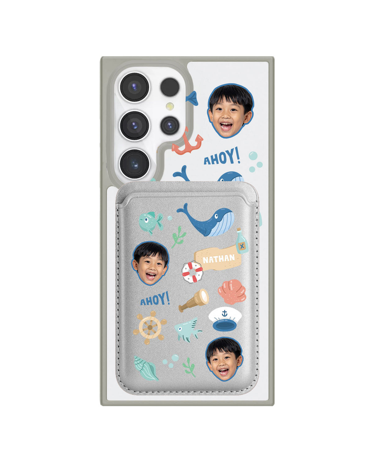 Android Magnetic Wallet Case - Face Grid Sailor