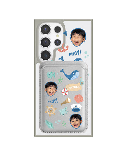 Android Magnetic Wallet Case - Face Grid Sailor