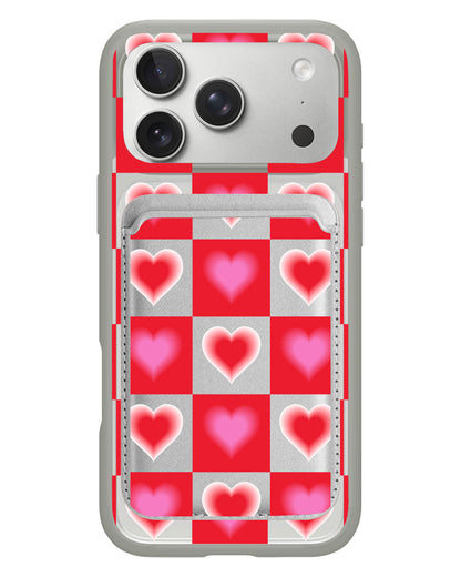 iPhone Magnetic Wallet Case - Love Checkered