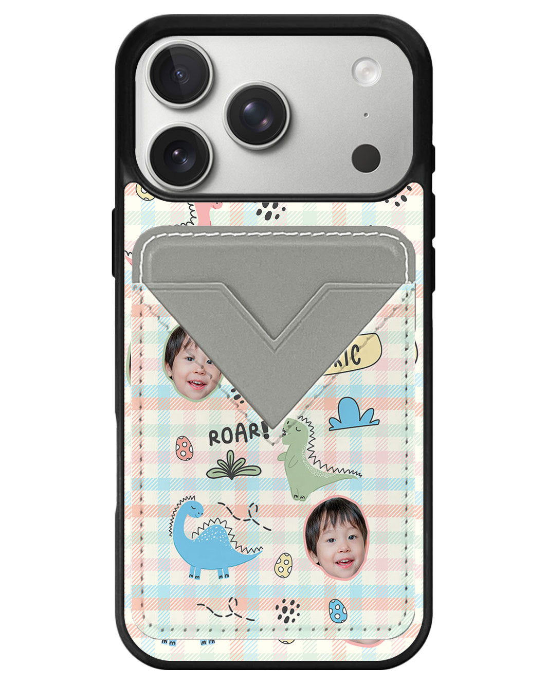 iPhone Avant Wallet Case - Face Grid Dino