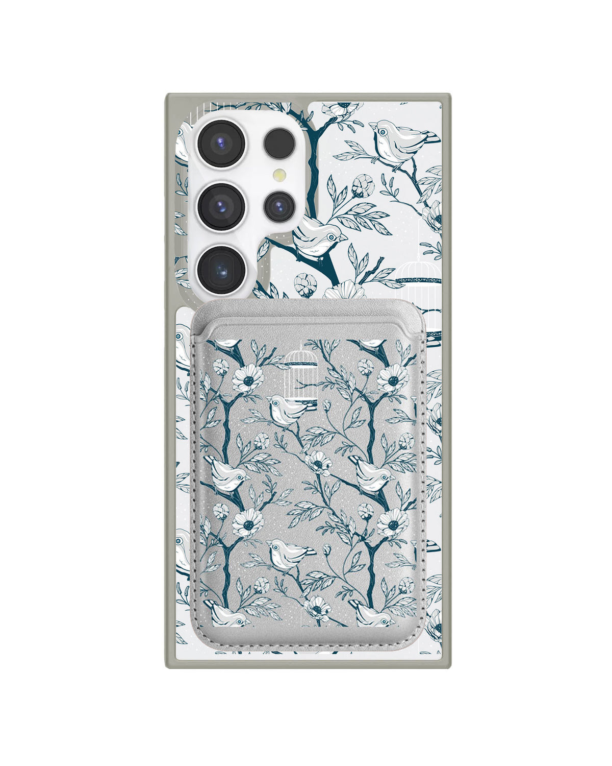 Android Magnetic Wallet Case - Lovebird Monochrome