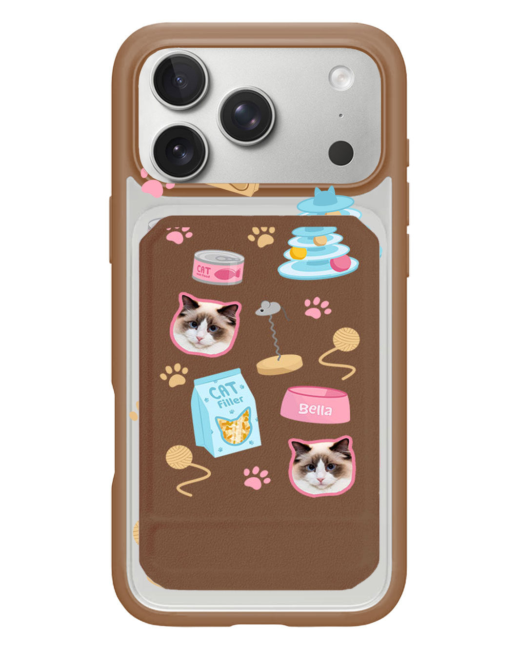 iPhone Magnetic Multifold Wallet - Pet Grid Kitty Playtime