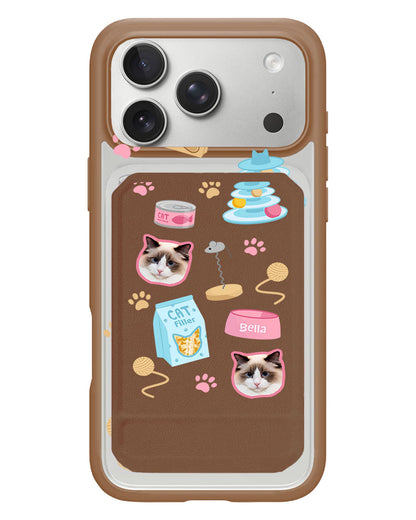 iPhone Magnetic Multifold Wallet - Pet Grid Kitty Playtime