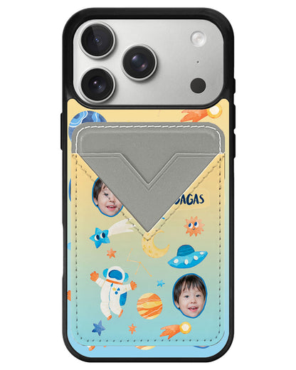iPhone Avant Wallet Case - Face Grid Astronauts