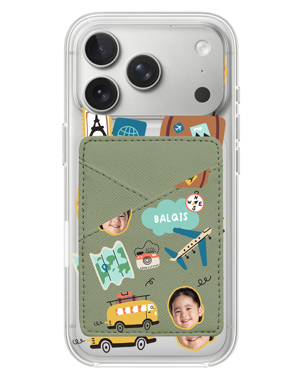 iPhone Phone Wallet Case - Face Grid Travel