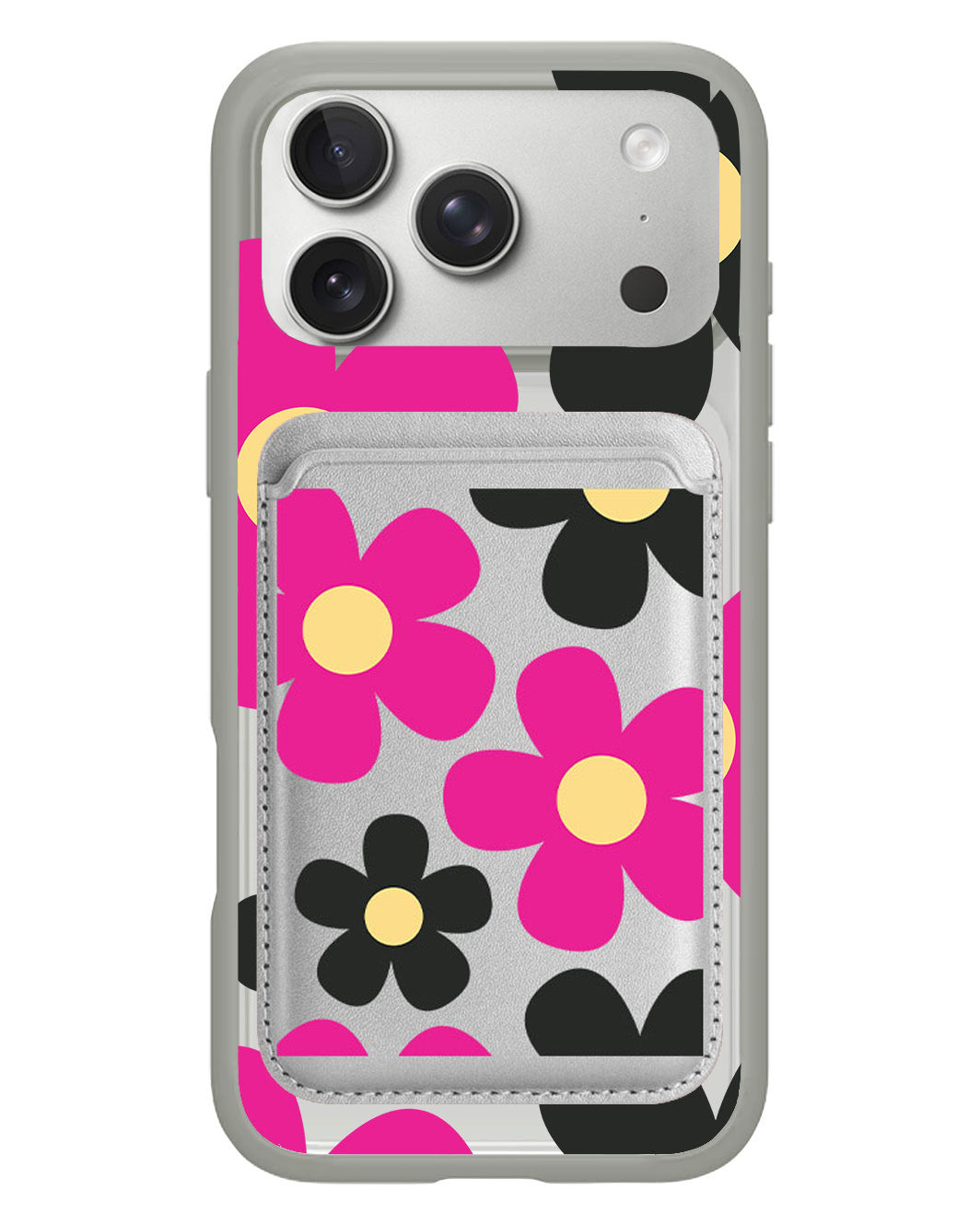 iPhone Magnetic Wallet Case - Daisy Hot Pink