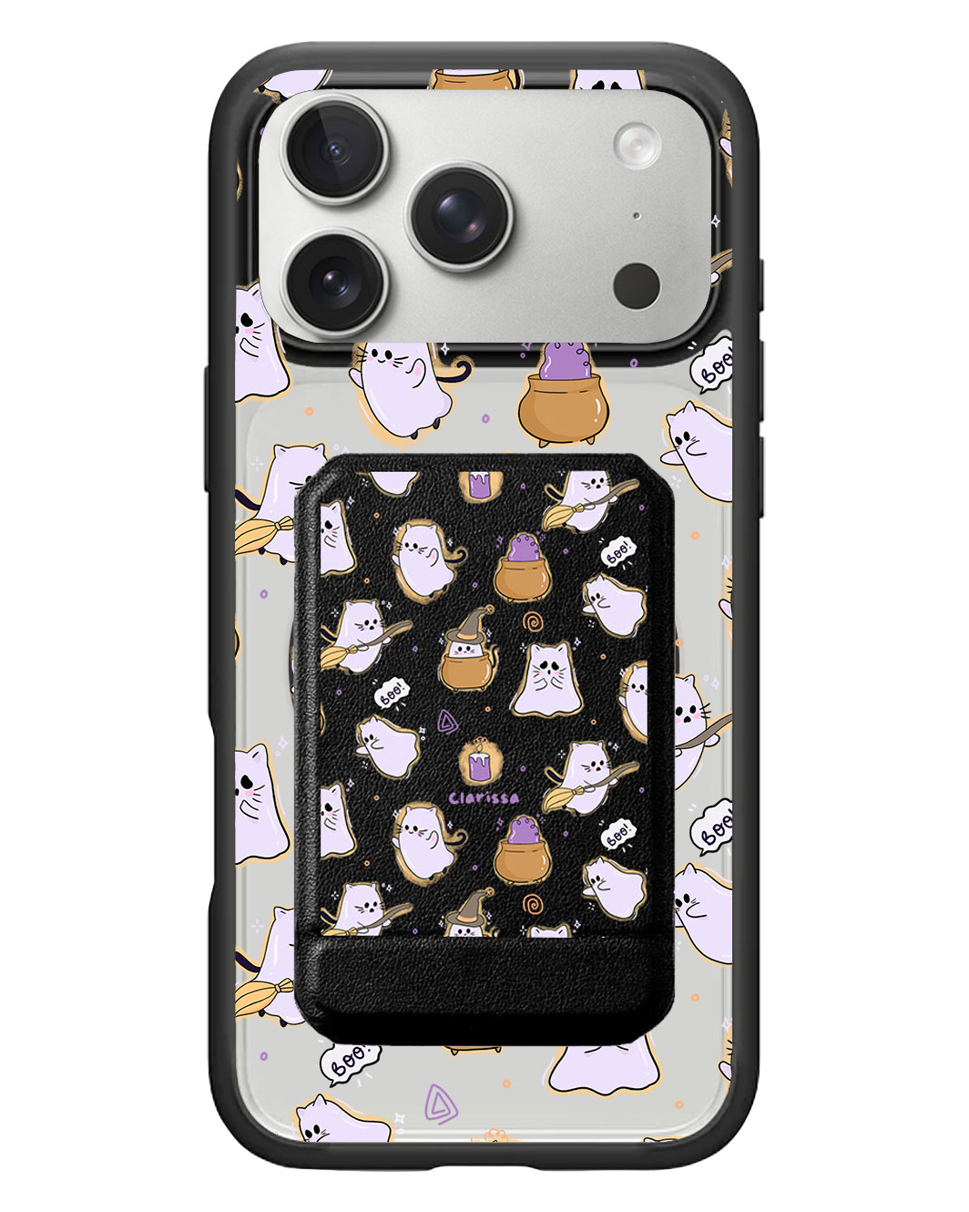 iPhone Magnetic Multifold Wallet - Spooky Cat