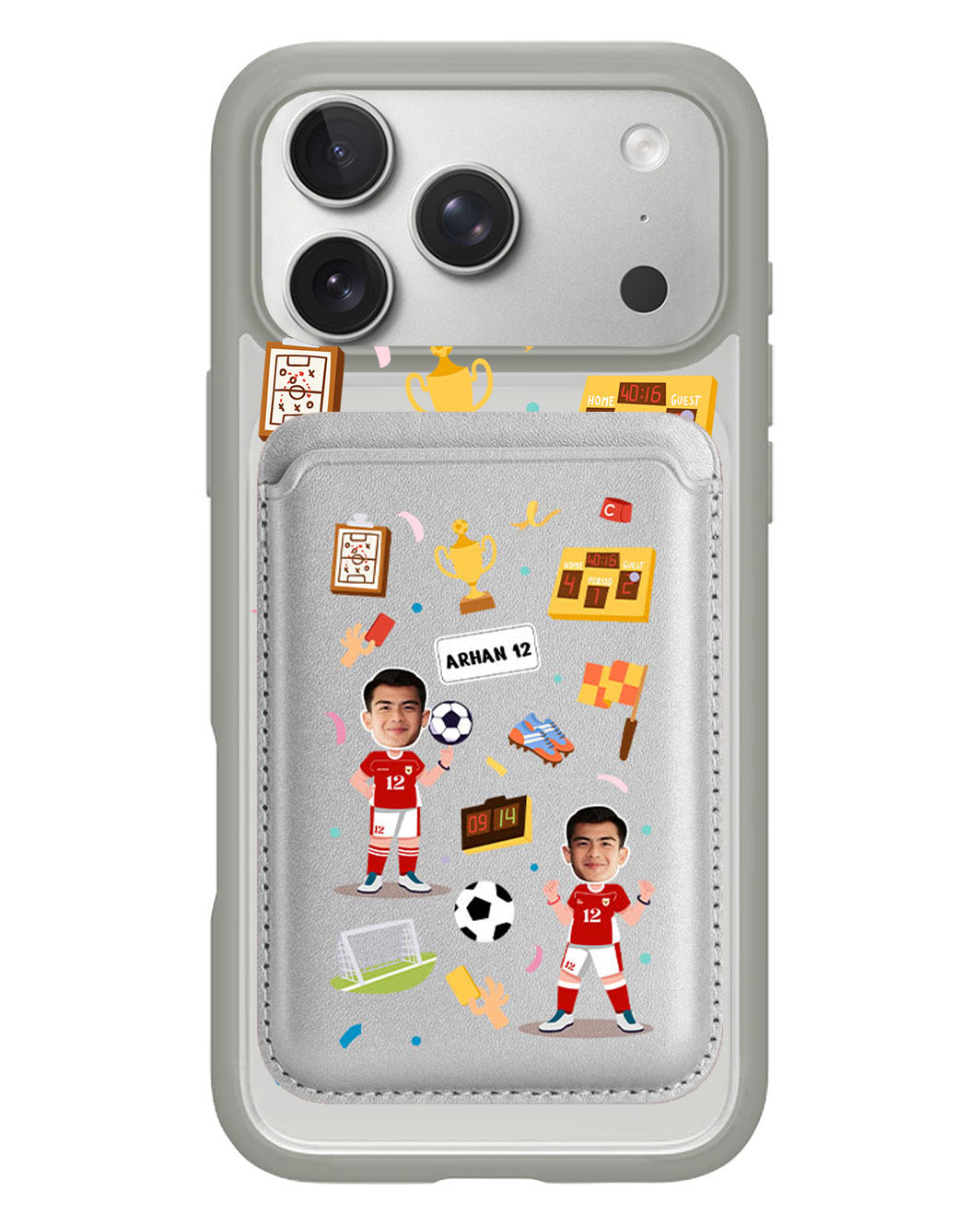 iPhone Magnetic Wallet Case - Face Grid Dream Soccer