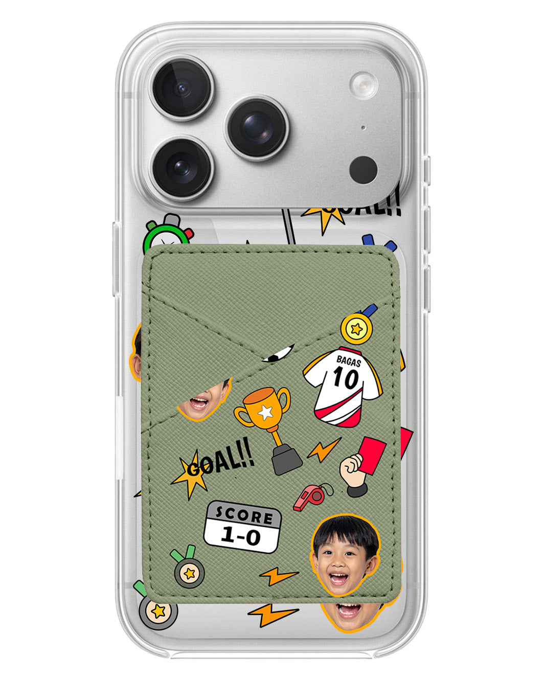 iPhone Phone Wallet Case - Face Grid Soccer