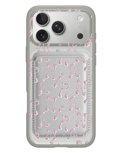 iPhone Magnetic Wallet Case - Pink Chrome Monogram 2.0
