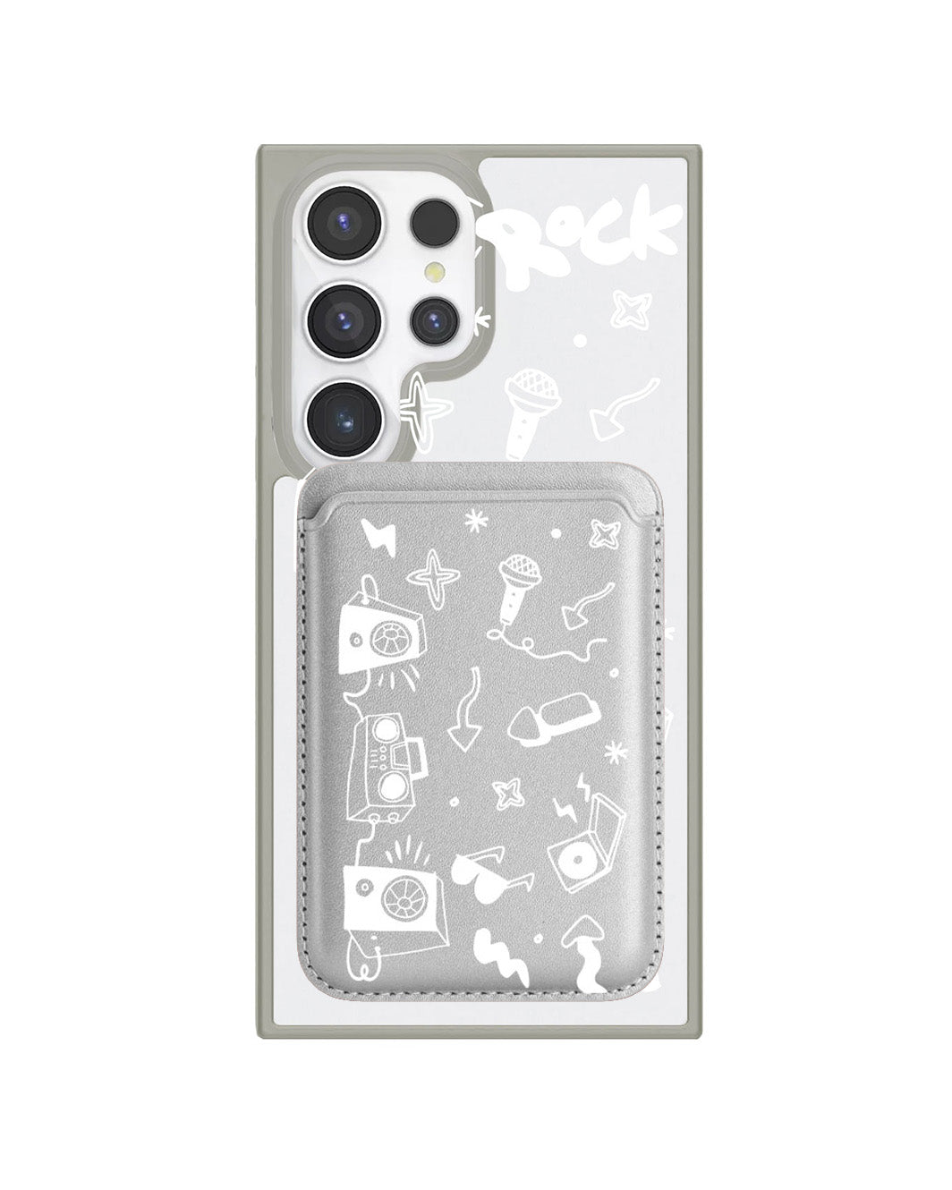 Android Magnetic Wallet Case - Rock N Roll White