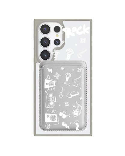 Android Magnetic Wallet Case - Rock N Roll White