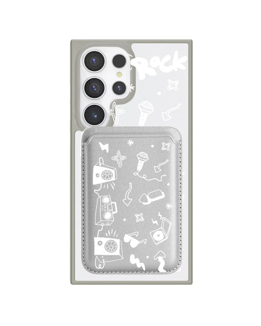 Android Magnetic Wallet Case - Rock N Roll White