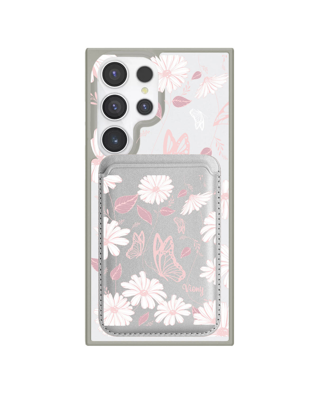Android Magnetic Wallet Case - Butterfly & Daisy