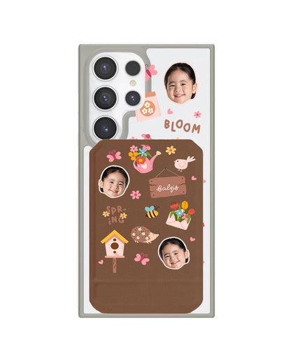 Android Magnetic Multifold Wallet - Face Grid Spring Bloom