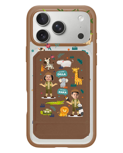 iPhone Magnetic Multifold Wallet - Face Grid Dream Zoo Keeper